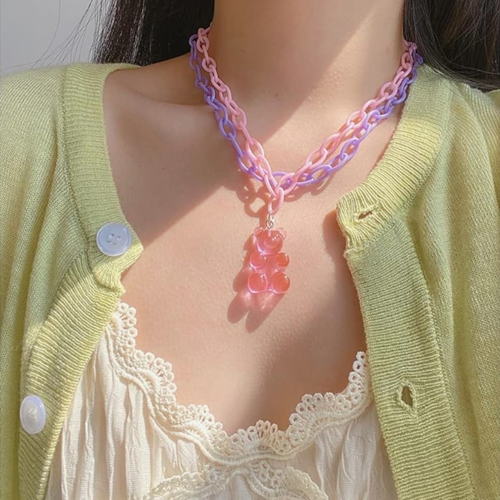 Pink and Purple Chain Necklace